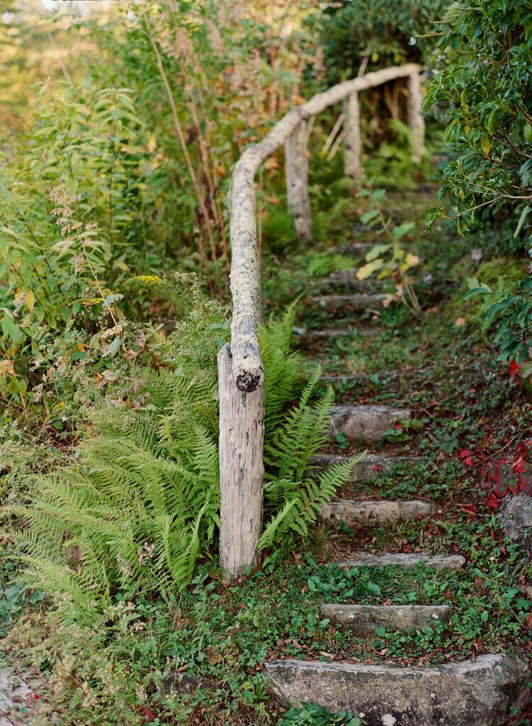 Stone stairs with fence railing