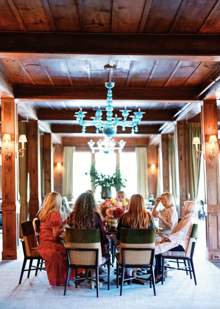 Ladies gather around the table for wedding tasting at High Hampton Resort