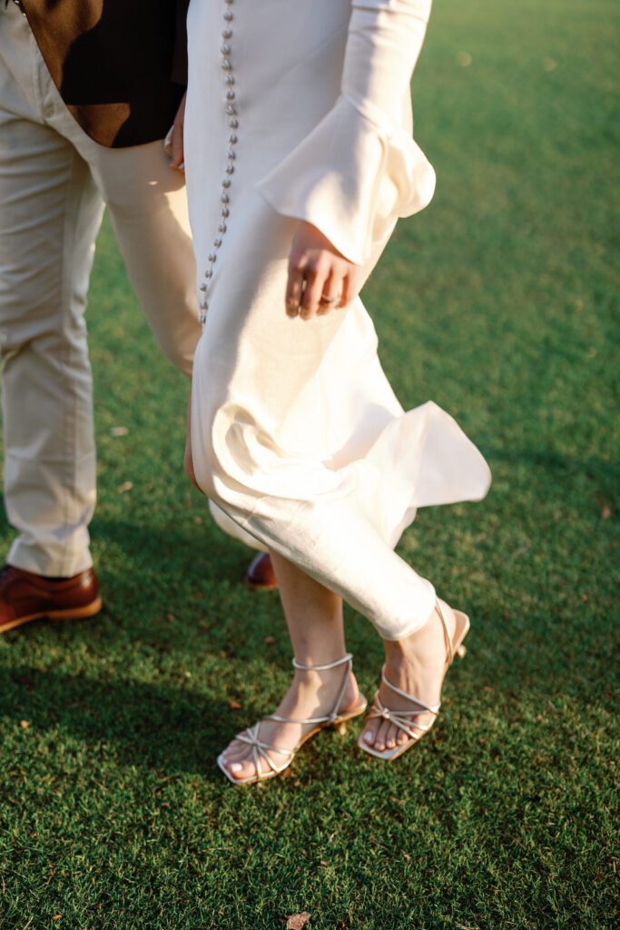 bride and groom walking