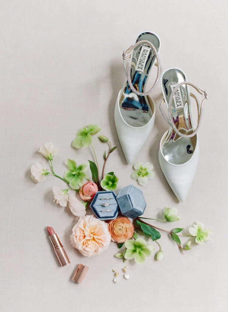 brides lipstick shoes and rings