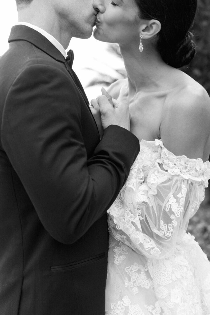 Black and White of bride and groom 