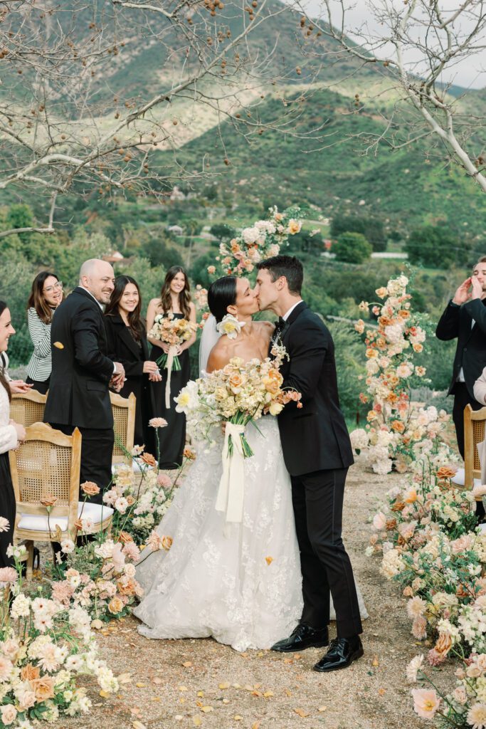 Bride and Groom Kissing 