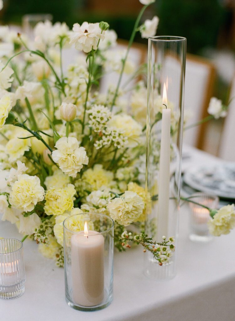 Wedding Reception Table Candles and Flowers 