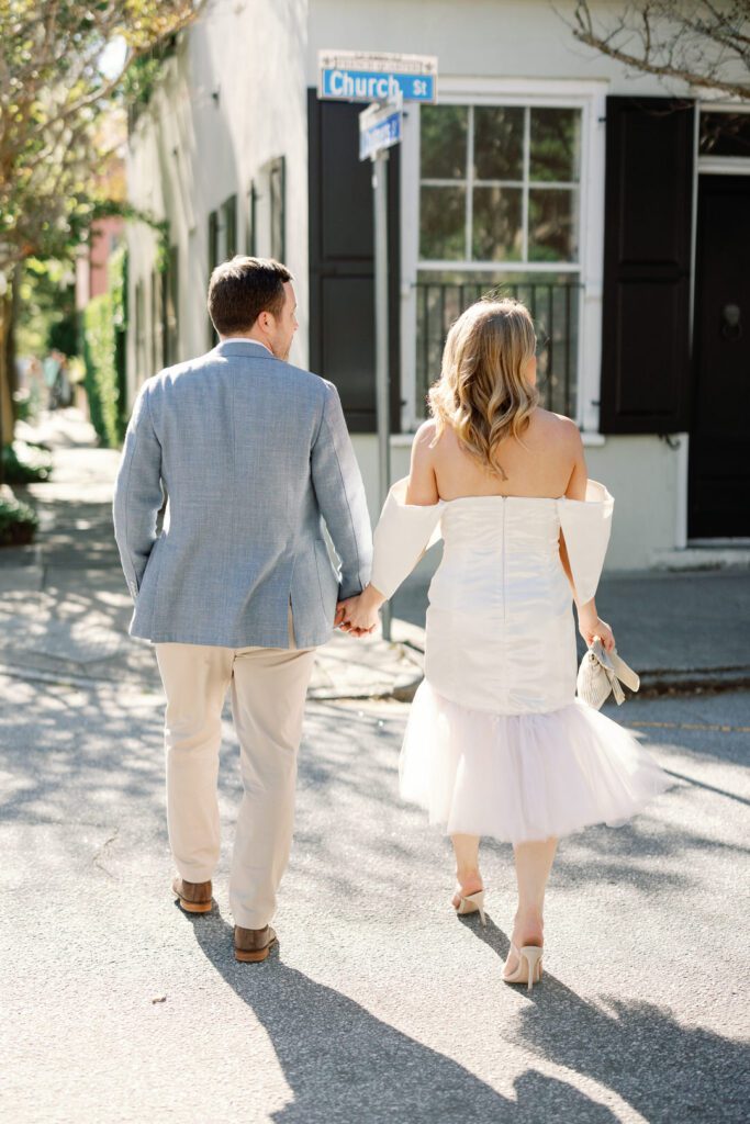 bride and groom walking