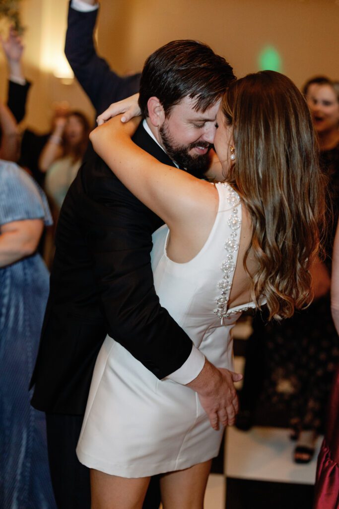 bride and groom dancing