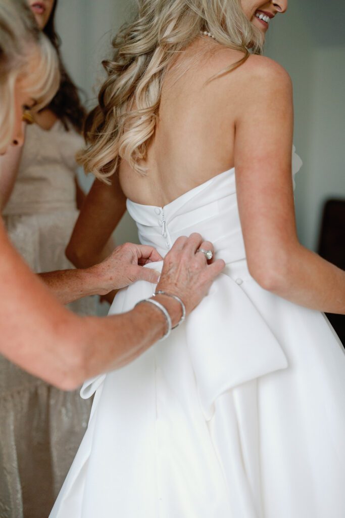 bride getting dressed