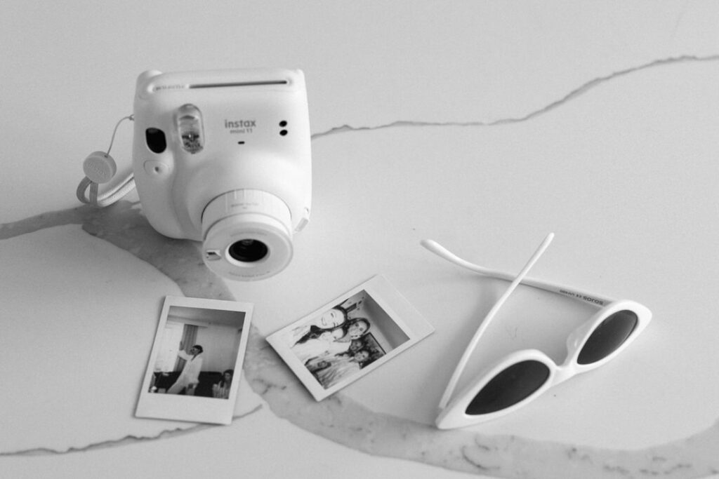 Instax camera with glasses