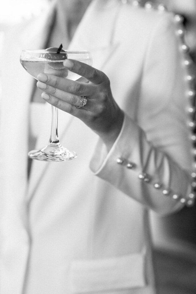 bride holding martini