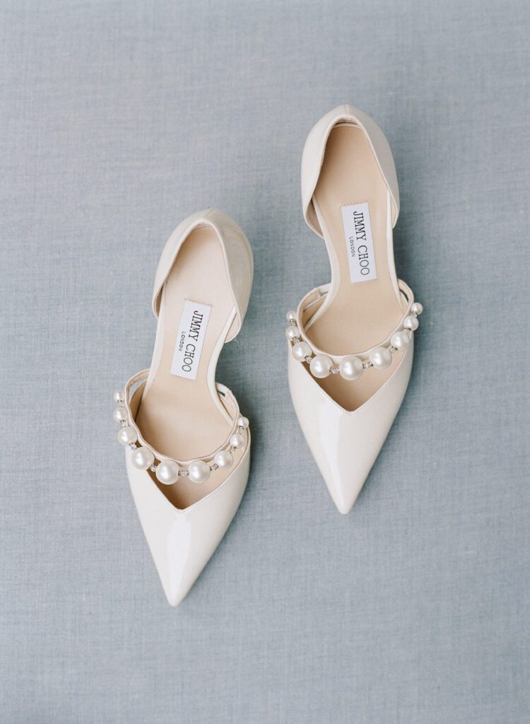 Brides's white Jimmy Choos