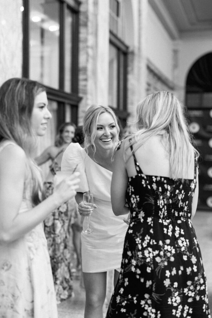 bride laughing with friends