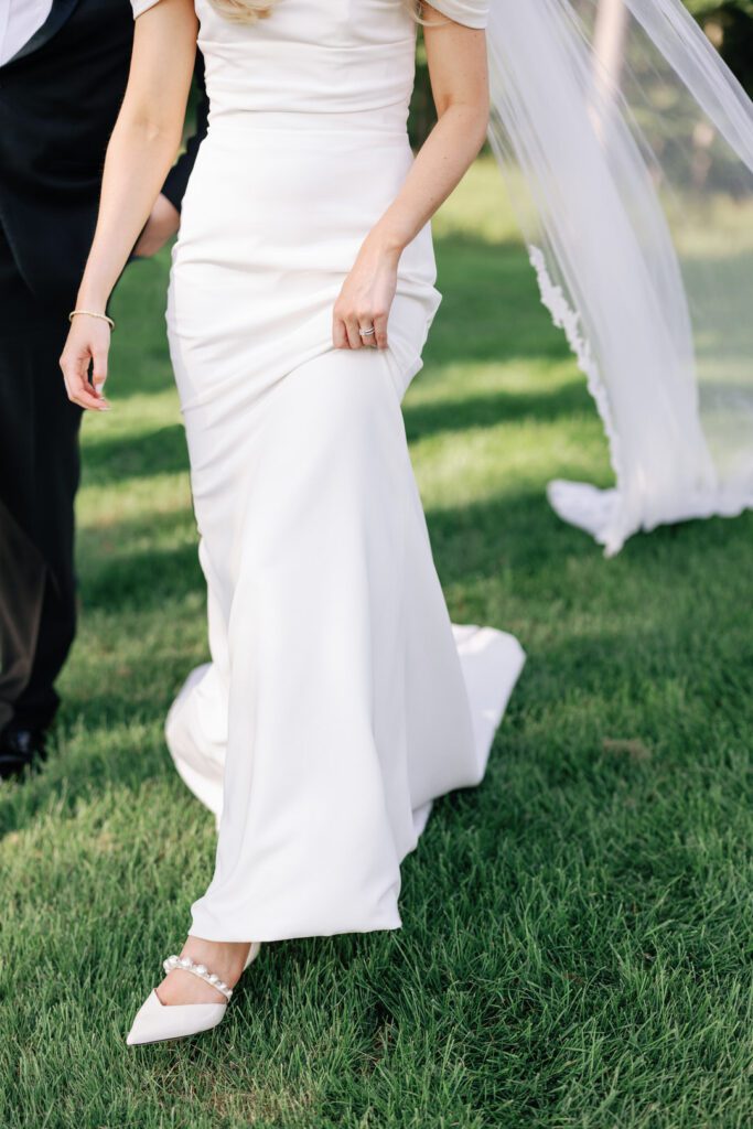 bride and groom walking