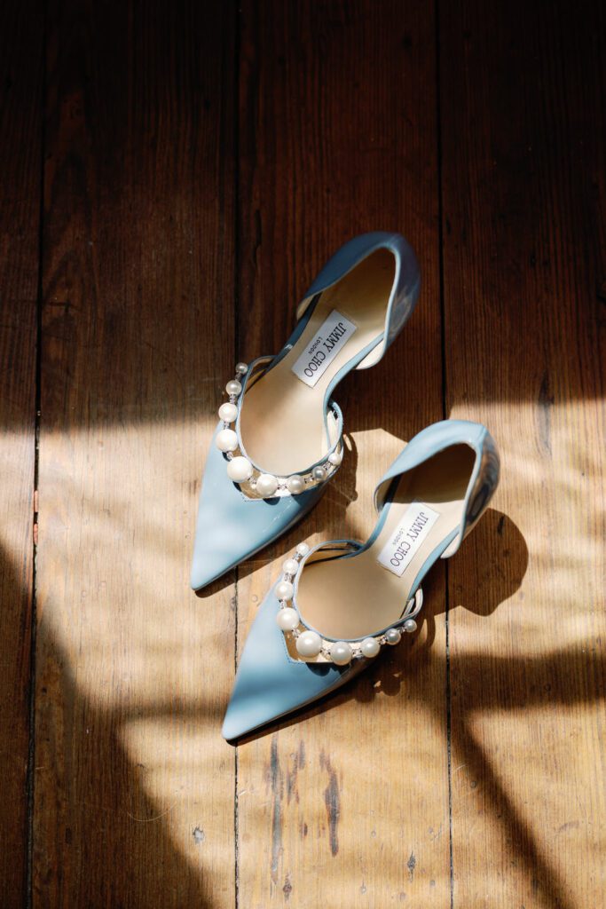 brides' blue jimmy choo heels