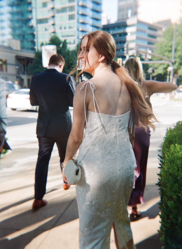 bride looking over shoulder