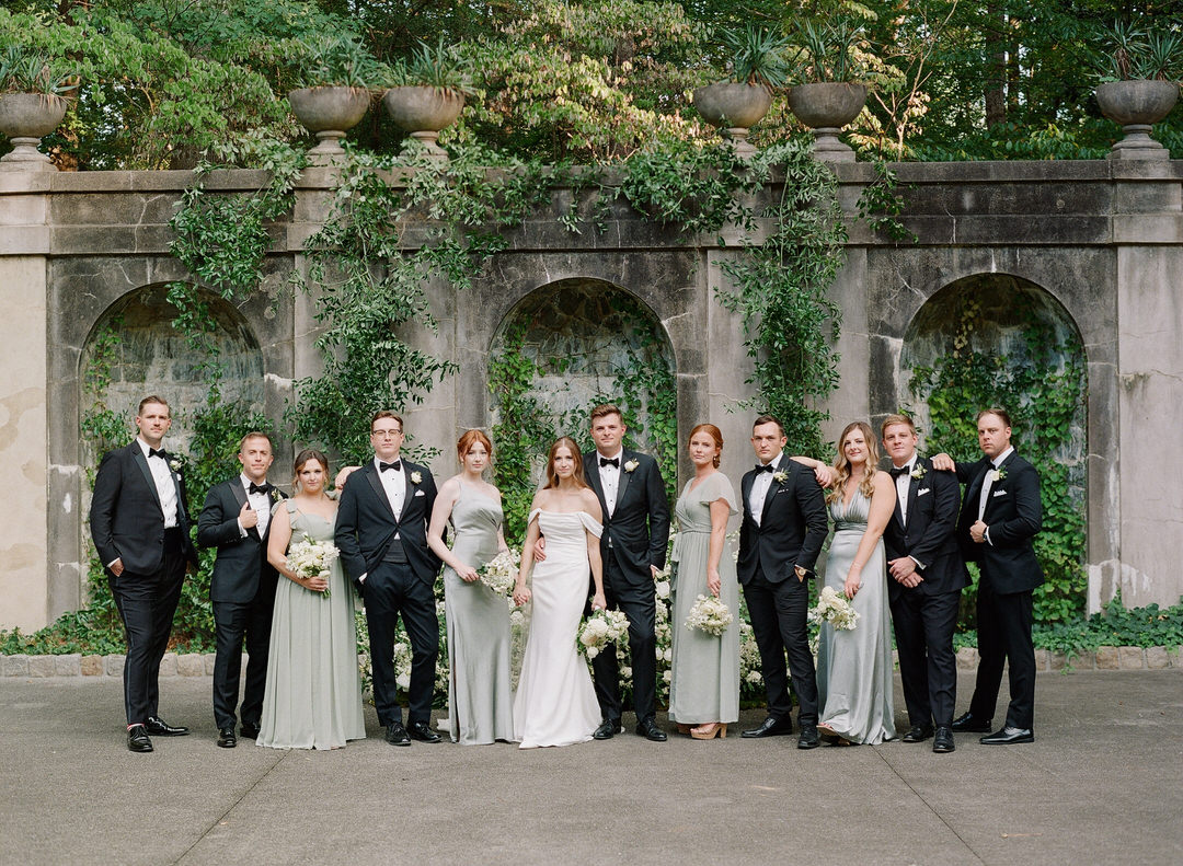 bride and groom with bridal party at Swan House Atlanta History Center in Atlanta Georgia