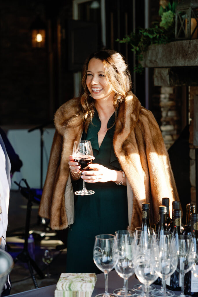 wedding guest with wine