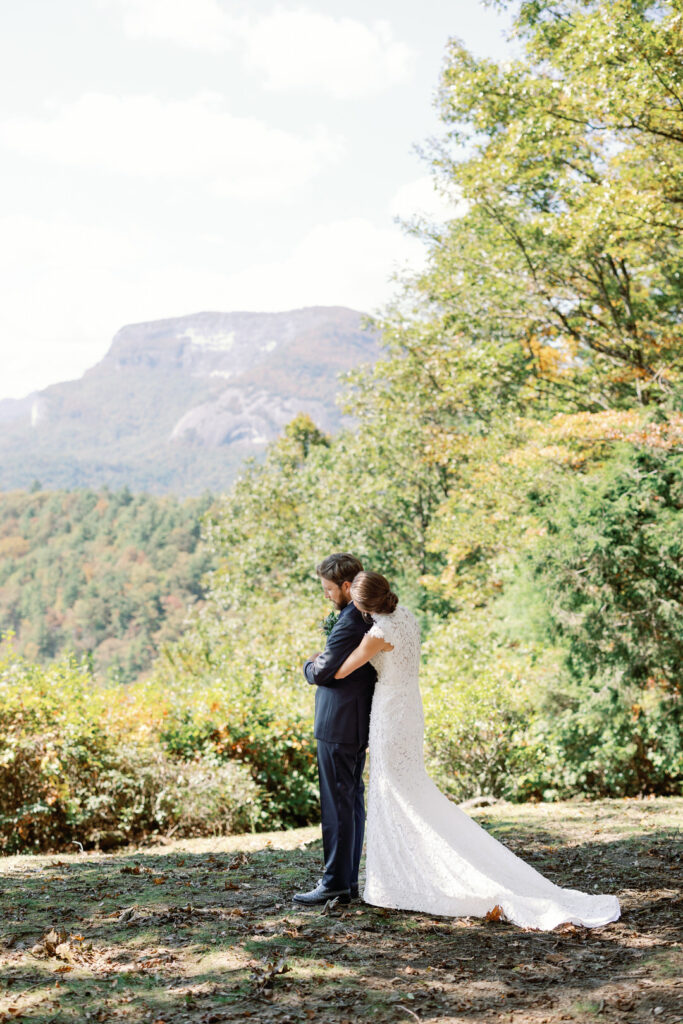 bride and groom first look