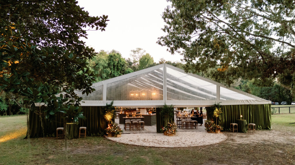 wedding reception tent at Runnymede Charleston SC