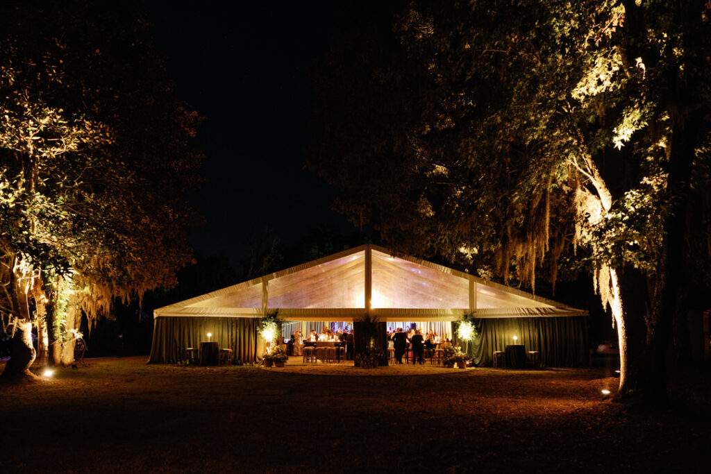 wedding reception tent at Runnymede Charleston SC