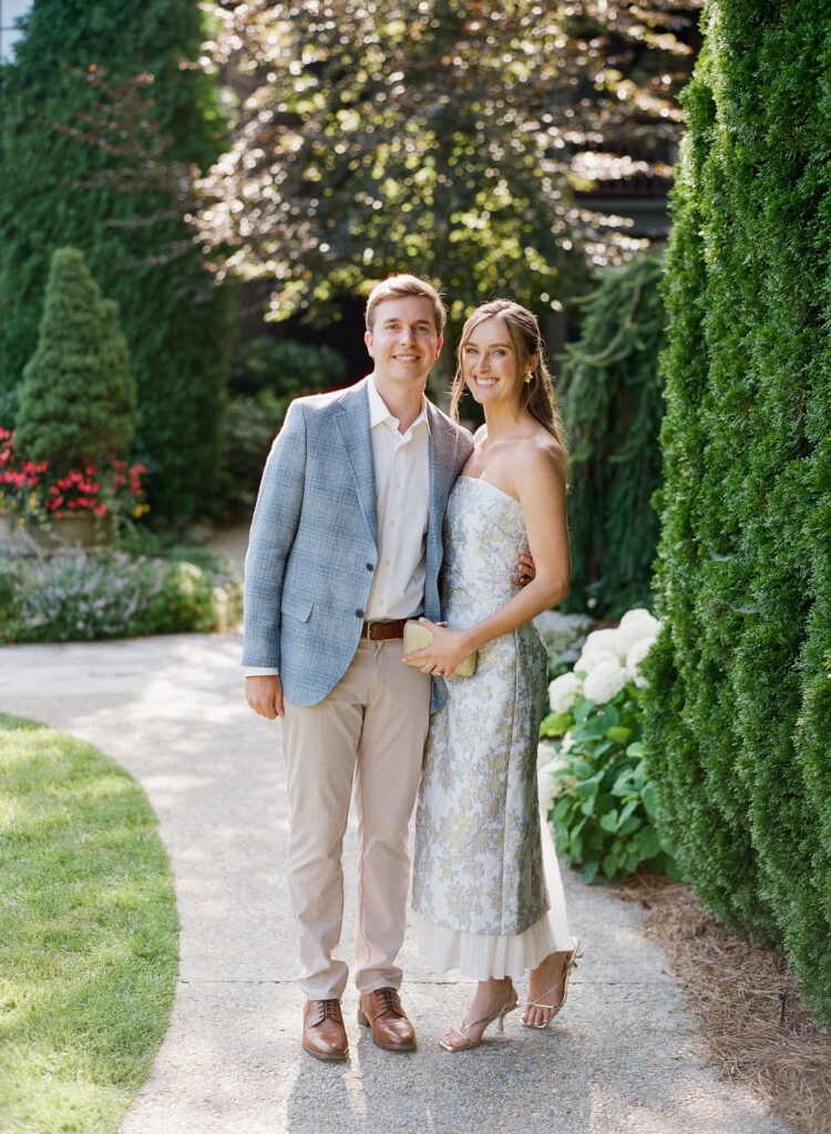 Bride and Groom outside Piermont cottage before their rehearsal dinner