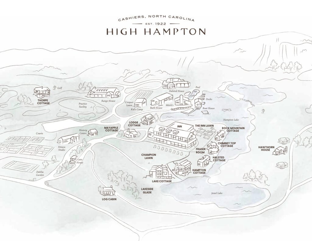 map detailing the buildings and property at high hampton resort