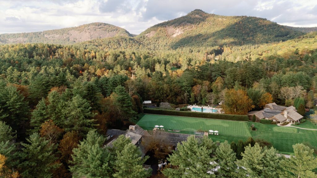 Aerial View of the Chattooga Club a Cashiers wedding venue 