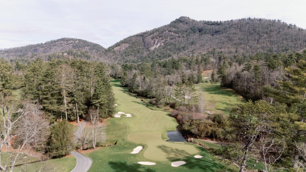Aerial photo of Wade Hampton Golf Course in Cashiers NC 

